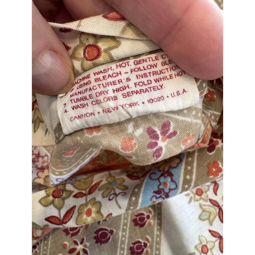 Lot 2 Vintage Cannon‎ Monticello Standard Pillowcases Floral Boho Earth Tones